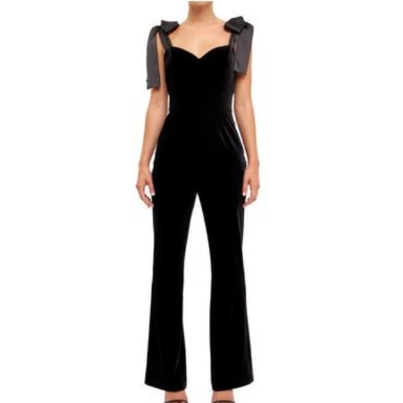 Endless Rose Pants - ENDLESS Rose Velvet Satin Sweetheart Jumpsuit in Size Small black NWT
